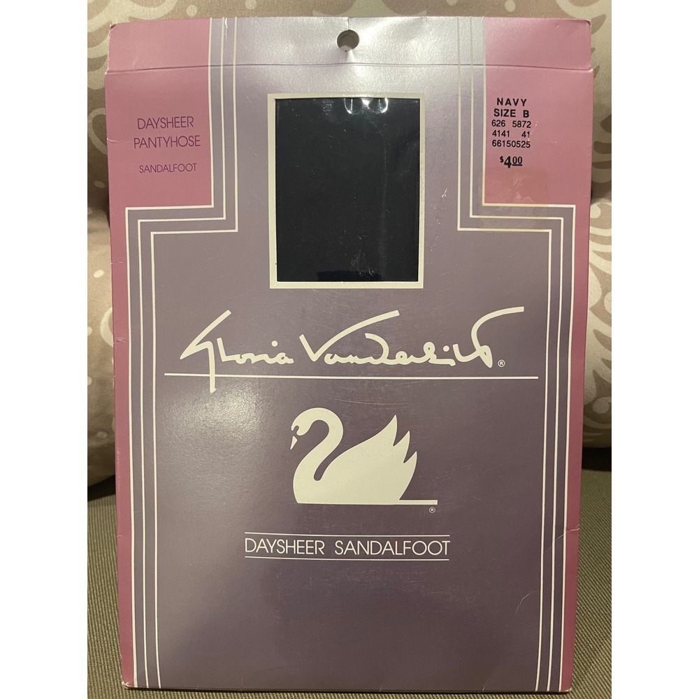 Gloria Vanderbilt Daysheer Sandalfoot Pantyhose Navy Blue Size B Vintage USA - Picture 2 of 2